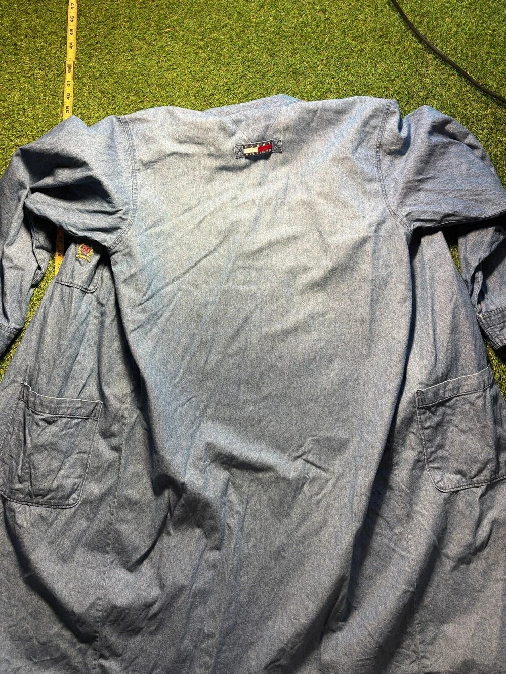 90s Tommy Hilfiger chambray wrap denim robe